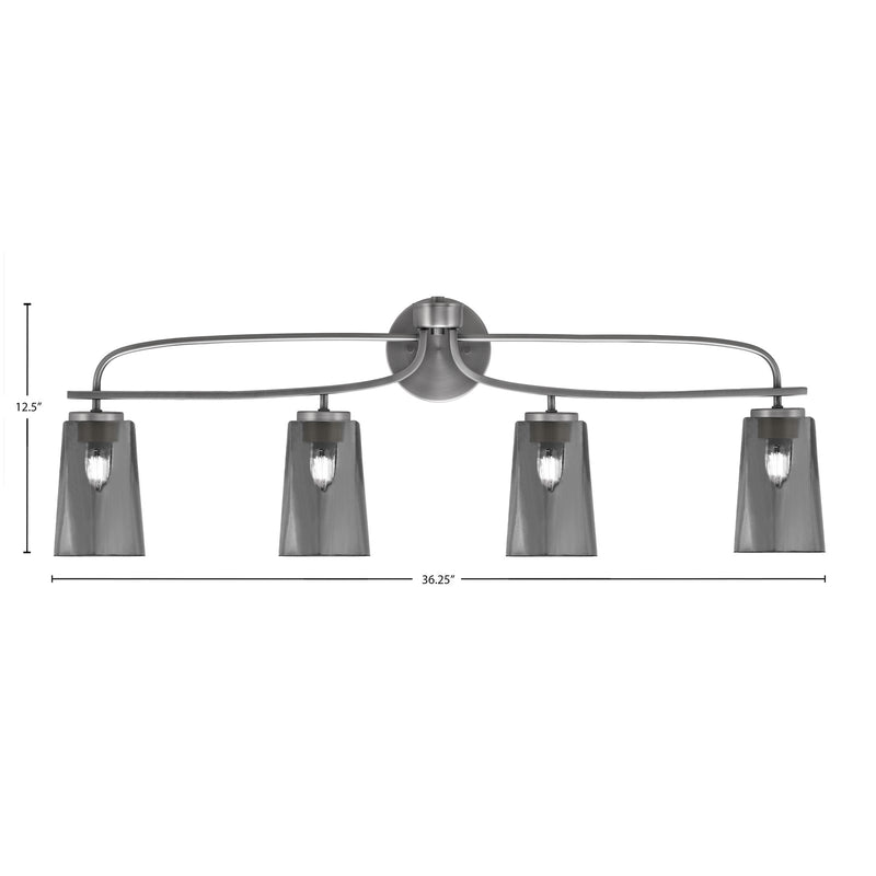 Toltec Cavella 4-Light Bath Bar | Modern Graphite Steel and Smoke Bubble Glass | Bathroom Vanity & Powder Room | 7 x 12.5 in | Model 3914-GP-262