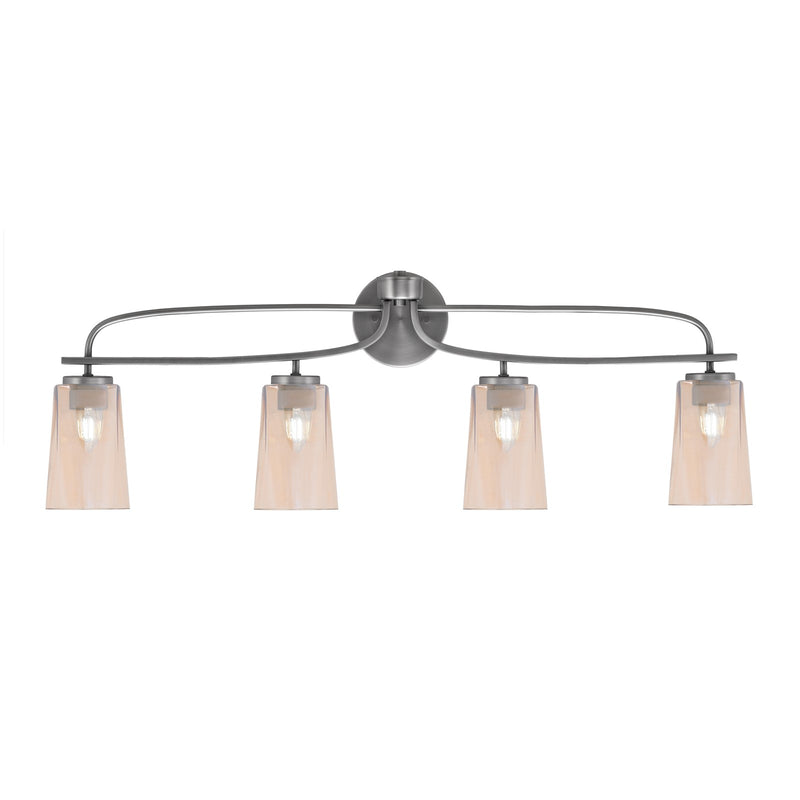 Toltec Cavella 4-Light Bath Bar | Modern Graphite Steel and Amber Gradient Glass | Bathroom Vanity & Powder Room | 7 x 12.5 in | Model 3914-GP-263