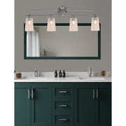Toltec Cavella 4-Light Bath Bar | Modern Graphite Steel and Amber Gradient Glass | Bathroom Vanity & Powder Room | 7 x 12.5 in | Model 3914-GP-263