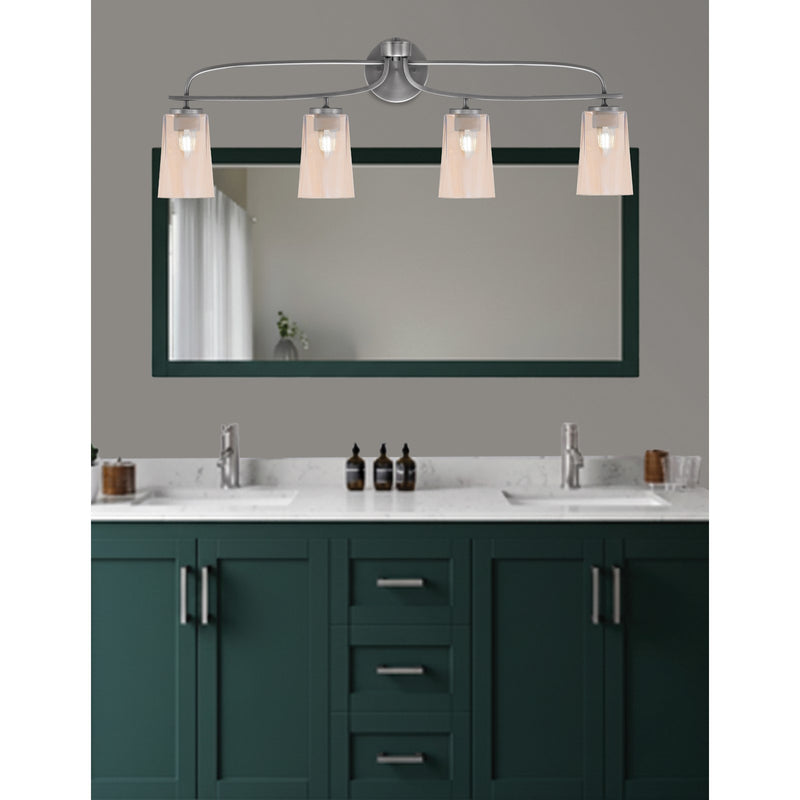 Toltec Cavella 4-Light Bath Bar | Modern Graphite Steel and Amber Gradient Glass | Bathroom Vanity & Powder Room | 7 x 12.5 in | Model 3914-GP-263