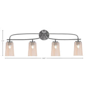 Toltec Cavella 4-Light Bath Bar | Modern Graphite Steel and Amber Gradient Glass | Bathroom Vanity & Powder Room | 7 x 12.5 in | Model 3914-GP-263