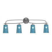 Toltec Cavella 4-Light Bath Bar | Modern Graphite Steel and Blue Gradient Glass | Bathroom Vanity & Powder Room | 7 x 12.5 in | Model 3914-GP-265