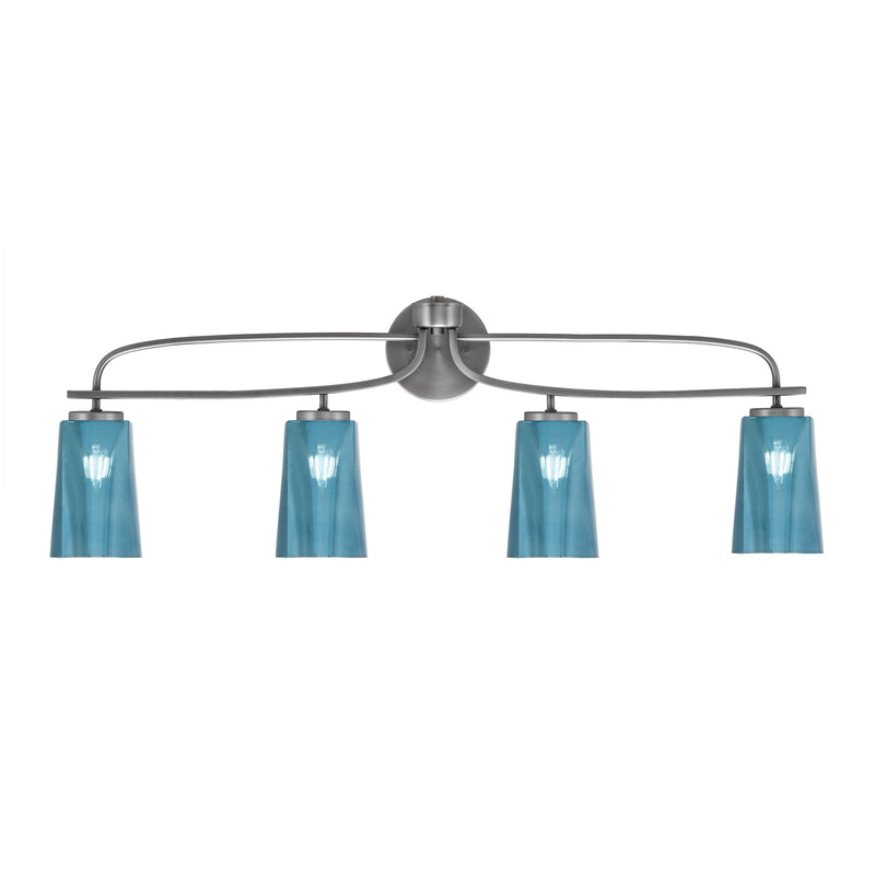 Toltec Cavella 4-Light Bath Bar | Modern Graphite Steel and Blue Gradient Glass | Bathroom Vanity & Powder Room | 7 x 12.5 in | Model 3914-GP-265