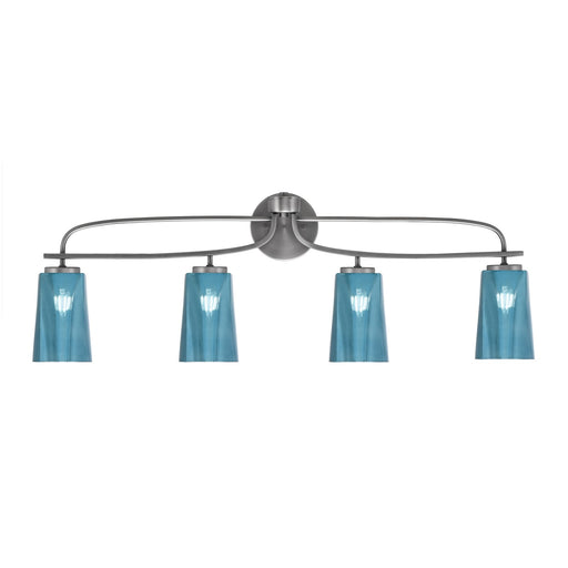 Toltec Cavella 4-Light Bath Bar | Modern Graphite Steel and Blue Gradient Glass | Bathroom Vanity & Powder Room | 7 x 12.5 in | Model 3914-GP-265