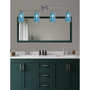 Toltec Cavella 4-Light Bath Bar | Modern Graphite Steel and Blue Gradient Glass | Bathroom Vanity & Powder Room | 7 x 12.5 in | Model 3914-GP-265