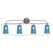 Toltec Cavella 4-Light Bath Bar | Modern Graphite Steel and Blue Gradient Glass | Bathroom Vanity & Powder Room | 7 x 12.5 in | Model 3914-GP-265