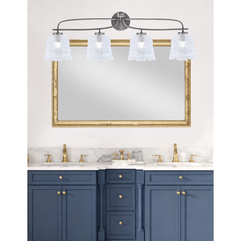 Toltec Cavella 4-Light Bath Bar | Graphite Finish and Clear Lava Glass | Bathroom Vanity Light | 8.5 x 12.5 in | Model 3914-GP-4230