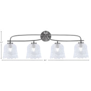 Toltec Cavella 4-Light Bath Bar | Graphite Finish and Clear Lava Glass | Bathroom Vanity Light | 8.5 x 12.5 in | Model 3914-GP-4230