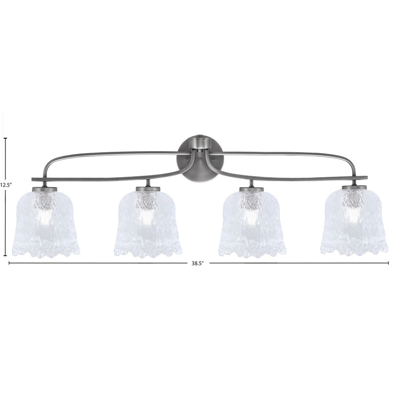 Toltec Cavella 4-Light Bath Bar | Graphite Finish and Clear Lava Glass | Bathroom Vanity Light | 8.5 x 12.5 in | Model 3914-GP-4230