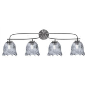 Toltec Cavella 12.5in 4-Light Bath Bar | Modern Graphite Steel and Smoke Bubble Glass | Bathroom Vanity Light | 8.5 x 12.5 in | Model 3914-GP-4232