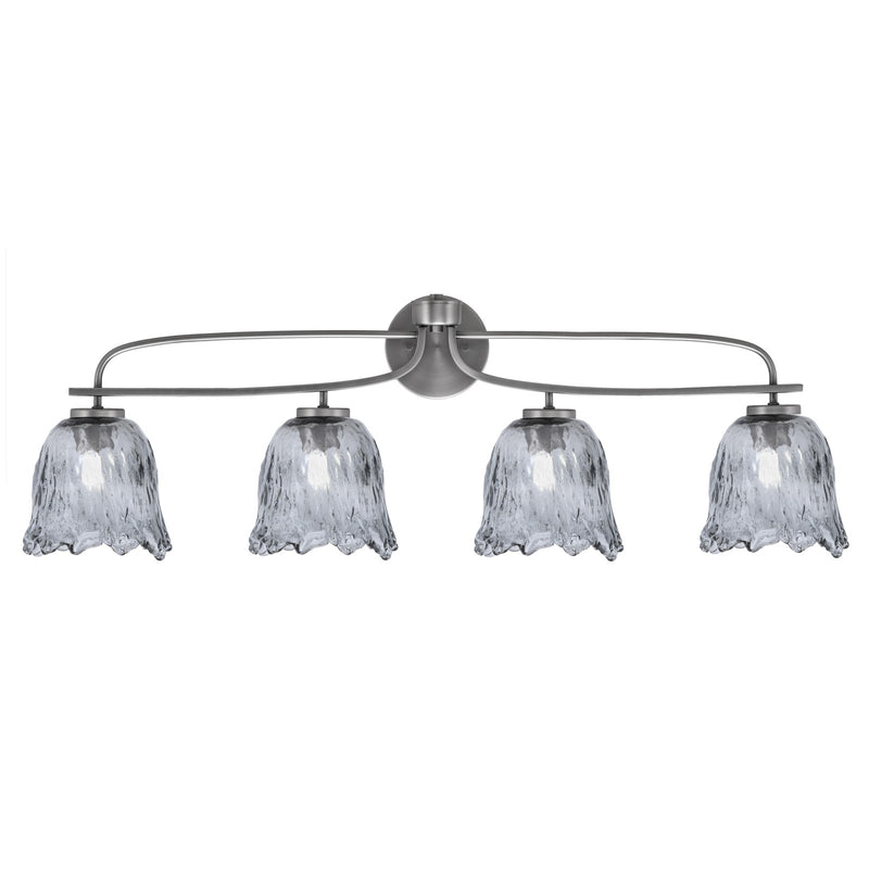 Toltec Cavella 12.5in 4-Light Bath Bar | Modern Graphite Steel and Smoke Bubble Glass | Bathroom Vanity Light | 8.5 x 12.5 in | Model 3914-GP-4232
