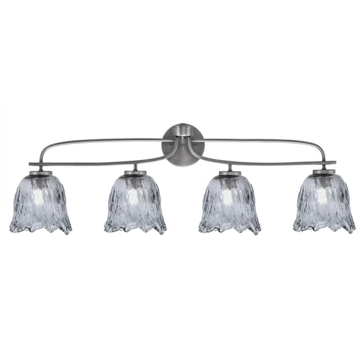 Toltec Cavella 12.5in 4-Light Bath Bar | Modern Graphite Steel and Smoke Bubble Glass | Bathroom Vanity Light | 8.5 x 12.5 in | Model 3914-GP-4232