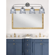 Toltec Cavella 12.5in 4-Light Bath Bar | Modern Graphite Steel and Smoke Bubble Glass | Bathroom Vanity Light | 8.5 x 12.5 in | Model 3914-GP-4232