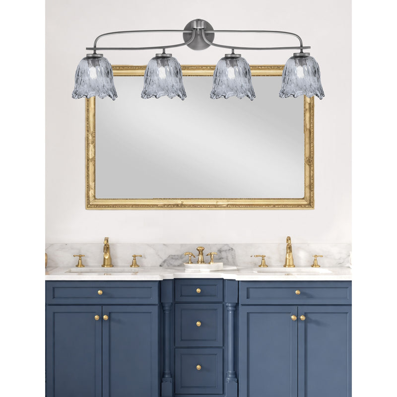 Toltec Cavella 12.5in 4-Light Bath Bar | Modern Graphite Steel and Smoke Bubble Glass | Bathroom Vanity Light | 8.5 x 12.5 in | Model 3914-GP-4232