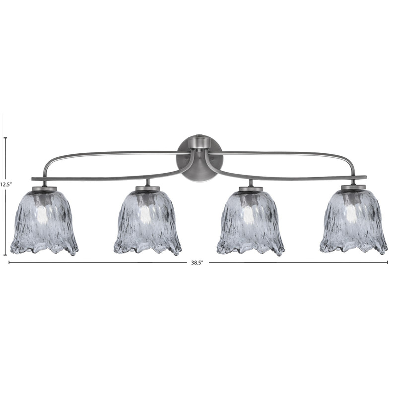 Toltec Cavella 12.5in 4-Light Bath Bar | Modern Graphite Steel and Smoke Bubble Glass | Bathroom Vanity Light | 8.5 x 12.5 in | Model 3914-GP-4232