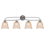Toltec Cavella 12.5in 4-Light Bath Bar | Modern Graphite Steel and Amber Bubble Glass | Bathroom Vanity Light | 8.5 x 12.5 in | Model 3914-GP-4233