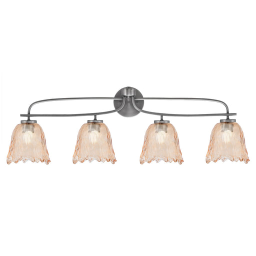 Toltec Cavella 12.5in 4-Light Bath Bar | Modern Graphite Steel and Amber Bubble Glass | Bathroom Vanity Light | 8.5 x 12.5 in | Model 3914-GP-4233