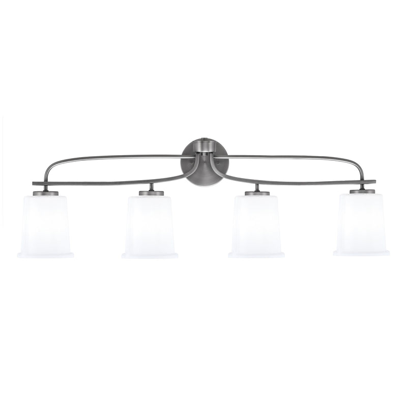 Toltec Cavella 4-Light Bath Bar | Graphite Finish and White Opal Glass | Bathroom Vanity Light | 7.25 x 12 in | Model 3914-GP-5031