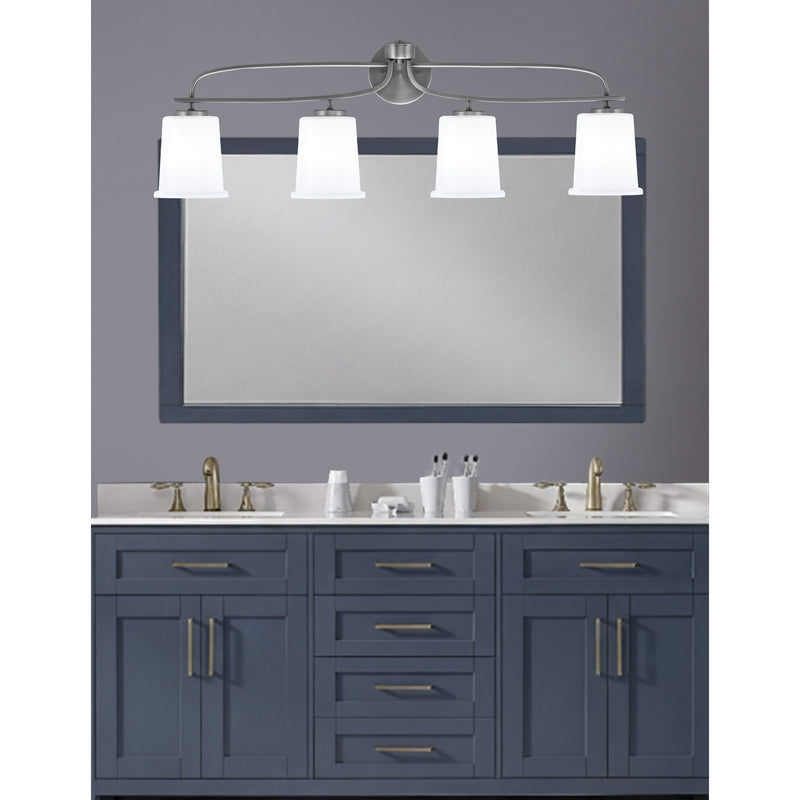 Toltec Cavella 4-Light Bath Bar | Graphite Finish and White Opal Glass | Bathroom Vanity Light | 7.25 x 12 in | Model 3914-GP-5031