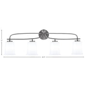 Toltec Cavella 4-Light Bath Bar | Graphite Finish and White Opal Glass | Bathroom Vanity Light | 7.25 x 12 in | Model 3914-GP-5031