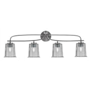 Toltec Cavella 4-Light Bath Bar | Graphite Finish and Smoke Bubble Glass | Bathroom Vanity Light | 7.25 x 12 in | Model 3914-GP-5032