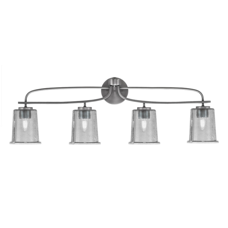 Toltec Cavella 4-Light Bath Bar | Graphite Finish and Smoke Bubble Glass | Bathroom Vanity Light | 7.25 x 12 in | Model 3914-GP-5032