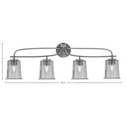 Toltec Cavella 4-Light Bath Bar | Graphite Finish and Smoke Bubble Glass | Bathroom Vanity Light | 7.25 x 12 in | Model 3914-GP-5032