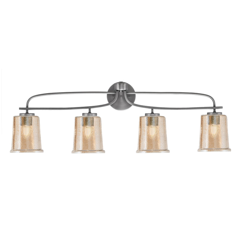 Toltec Cavella 4-Light Bath Bar | Graphite Finish and Amber Bubble Glass | Bathroom Vanity Light | 7.25 x 12 in | Model 3914-GP-5033