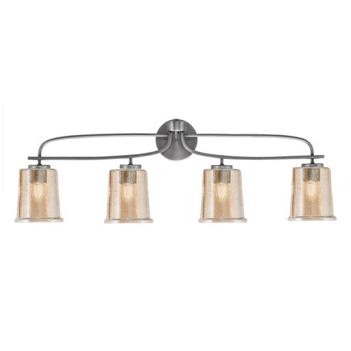 Toltec Cavella 4-Light Bath Bar | Graphite Finish and Amber Bubble Glass | Bathroom Vanity Light | 7.25 x 12 in | Model 3914-GP-5033