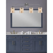 Toltec Cavella 4-Light Bath Bar | Graphite Finish and Amber Bubble Glass | Bathroom Vanity Light | 7.25 x 12 in | Model 3914-GP-5033