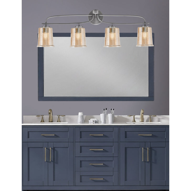 Toltec Cavella 4-Light Bath Bar | Graphite Finish and Amber Bubble Glass | Bathroom Vanity Light | 7.25 x 12 in | Model 3914-GP-5033