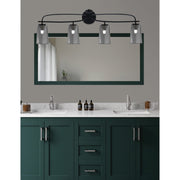 Toltec Cavella 12.5in 4-Light Bath Bar | Modern Matte Black Steel and Smoke Bubble Glass | Bathroom Vanity Light | 7 x 12.5 in | Model 3914-MB-262