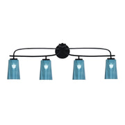 Toltec Cavella 12.5in 4-Light Bath Bar | Modern Matte Black Steel and Blue Gradient Glass | Bathroom Vanity | 7 x 12.5 in | Model 3914-MB-265