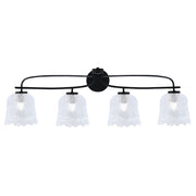 Toltec Cavella 32in 4-Light Bath Bar | Modern Matte Black and Clear Lava Glass | Bathroom Vanity & Powder Room | 8.5 x 12.5 in | Model 3914-MB-4230