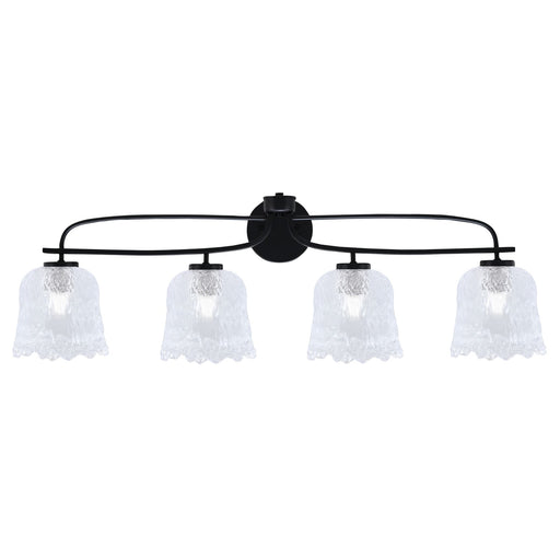 Toltec Cavella 32in 4-Light Bath Bar | Modern Matte Black and Clear Lava Glass | Bathroom Vanity & Powder Room | 8.5 x 12.5 in | Model 3914-MB-4230