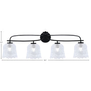 Toltec Cavella 32in 4-Light Bath Bar | Modern Matte Black and Clear Lava Glass | Bathroom Vanity & Powder Room | 8.5 x 12.5 in | Model 3914-MB-4230