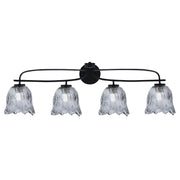 Toltec Cavella 32in 4-Light Bath Bar | Modern Matte Black and Smoke Lava Glass | Bathroom Vanity & Powder Room | 8.5 x 12.5 in | Model 3914-MB-4232