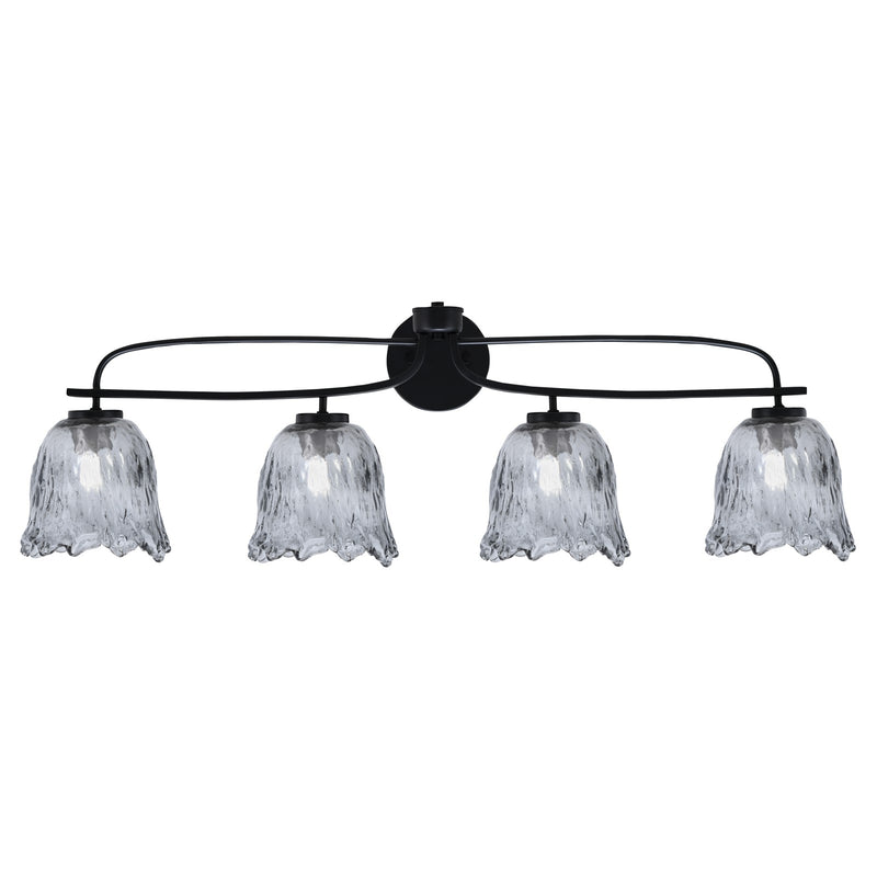 Toltec Cavella 32in 4-Light Bath Bar | Modern Matte Black and Smoke Lava Glass | Bathroom Vanity & Powder Room | 8.5 x 12.5 in | Model 3914-MB-4232