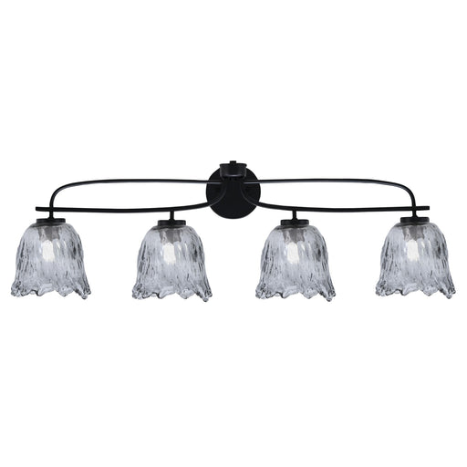 Toltec Cavella 32in 4-Light Bath Bar | Modern Matte Black and Smoke Lava Glass | Bathroom Vanity & Powder Room | 8.5 x 12.5 in | Model 3914-MB-4232