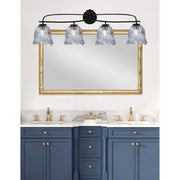 Toltec Cavella 32in 4-Light Bath Bar | Modern Matte Black and Smoke Lava Glass | Bathroom Vanity & Powder Room | 8.5 x 12.5 in | Model 3914-MB-4232