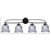 Toltec Cavella 32in 4-Light Bath Bar | Modern Matte Black and Smoke Lava Glass | Bathroom Vanity & Powder Room | 8.5 x 12.5 in | Model 3914-MB-4232