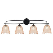 Toltec Cavella 32in 4-Light Bath Bar | Modern Matte Black and Amber Lava Glass | Bathroom Vanity & Powder Room | 8.5 x 12.5 in | Model 3914-MB-4233
