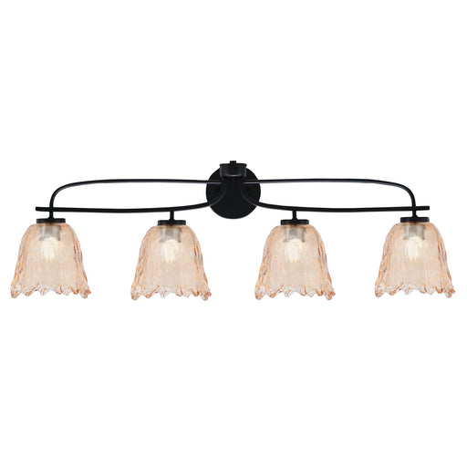 Toltec Cavella 32in 4-Light Bath Bar | Modern Matte Black and Amber Lava Glass | Bathroom Vanity & Powder Room | 8.5 x 12.5 in | Model 3914-MB-4233