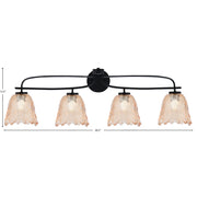 Toltec Cavella 32in 4-Light Bath Bar | Modern Matte Black and Amber Lava Glass | Bathroom Vanity & Powder Room | 8.5 x 12.5 in | Model 3914-MB-4233