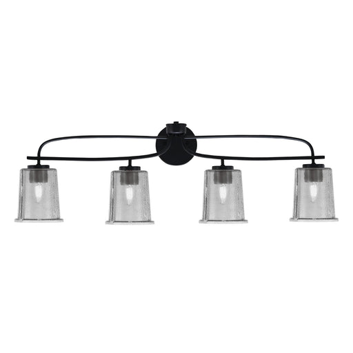 Toltec Cavella 12in 4-Light Bath Bar | Modern Matte Black Steel and Smoke Bubble Glass | Bathroom Vanity | 7.25 x 12 in | Model 3914-MB-5032