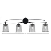Toltec Cavella 12in 4-Light Bath Bar | Modern Matte Black Steel and Smoke Bubble Glass | Bathroom Vanity | 7.25 x 12 in | Model 3914-MB-5032