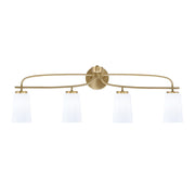 Toltec Cavella 4-Light Bath Bar | Modern New Age Brass and White Opal Glass | Bathroom Vanity & Powder Room | 7 x 12.5 in | Model 3914-NAB-261