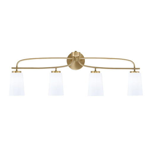 Toltec Cavella 4-Light Bath Bar | Modern New Age Brass and White Opal Glass | Bathroom Vanity & Powder Room | 7 x 12.5 in | Model 3914-NAB-261