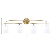 Toltec Cavella 4-Light Bath Bar | Modern New Age Brass and White Opal Glass | Bathroom Vanity & Powder Room | 7 x 12.5 in | Model 3914-NAB-261