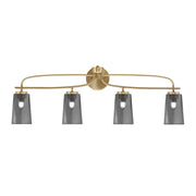 Toltec Cavella 4-Light Bath Bar | Modern New Age Brass and Smoke Bubble Glass | Bathroom Vanity & Powder Room | 7 x 12.5 in | Model 3914-NAB-262